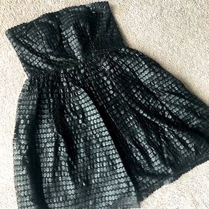 Black Faux Leather Sleeveless Dress, A-Line Punk Rock Semi-Formal Dress